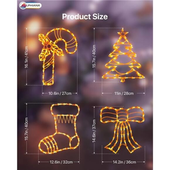 4 Pack Smart Christmas Window Lights, Christmas Window Silhouette Lights - Picture 5 of 7